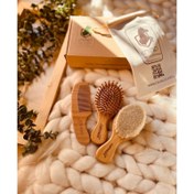 تصویر ست شانه و برس چوبی الیاف طبیعی کاوالو 