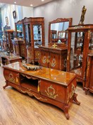 تصویر میز تلویزیون شقایق برنز با جنس چوب راش 