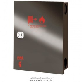 تصویر جعبه آتش نشانی درب استیل دودی پیشرو عمودی (دو کابین تک درب) 