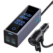 تصویر اینورتر فندکی پاورولوژی مدل PWCUQC044 ظرفیت ۳۰۰ وات با نمایشگر 