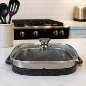 تصویر تابه گریل چدن مربع استیک پز فورته سایز 30 