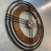 تصویر ساعت دیواری مدرن فلزی و چوبی تلفیقی H162 - مشکی / قهوه ای عسلی 