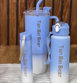 تصویر قمقمه سه قلو دسته دار طرح استنلی ورزشی و سفری 