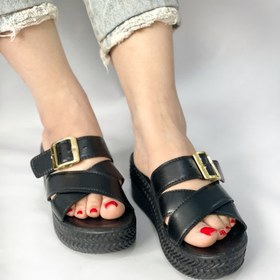 تصویر صندل لژدار تک سگک مشکی 