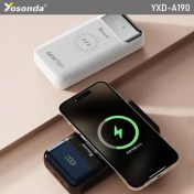 تصویر پاور بانک Yosonda فست شارژ مدل a190 دارای وایرلس ظرفیت 20000 میلی آمپر 
