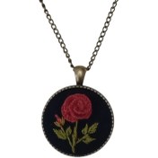 تصویر گردنبند گلدوزی گل رز مخملی 