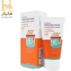 تصویر کرم ضدآفتاب SPF50+ رنگی روشن حجم 50 میل نئودرم Sunscreen cream SPF50+ light colored, volume 50 ml, Neoderm