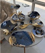 تصویر سرویس پذیرایی سرمه ای طلایی یاقوت قو عاشق 