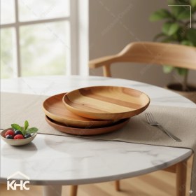 تصویر بشقاب چوبی گرد 