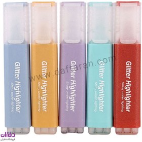 تصویر ماژیک هایلایت اکلیلی بسته 5 عددی glitter highlighter H3353.jpg