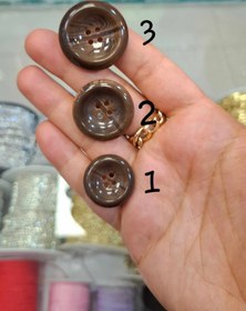 تصویر دکمه پالتوی 4 سوراخه - قهوه ایی / سایز2 