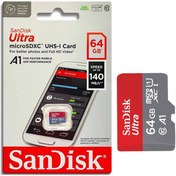 تصویر کارت حافظه سن دیسک Ultra ظرفیت ۶۴ گیگابایت کلاس ۱۰ سرعت ۱۴۰MB/s 