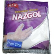 تصویر دستکش نایلونی یکبار مصرف نازگل بسته ۱۰۰ عددی ا Nazgol disposable nylon gloves 100 piece Nazgol disposable nylon gloves 100 piece