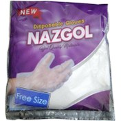 تصویر دستکش نایلونی یکبار مصرف نازگل بسته ۱۰۰ عددی Nazgol disposable nylon gloves 100 piece