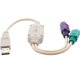 تصویر تبدیل موس و کیبرد PS2 به USB برد دار ا USB to PS/2 Adapter - Keyboard and Mouse USB to PS/2 Adapter - Keyboard and Mouse