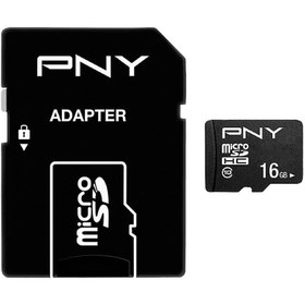 تصویر رم میکرو 16 گیگ پی ان وای PNY Performance Plus U1 C10 100MB/s + خشاب PNY Performance Plus C10 100MB/s 16GB MicroSD Memory Card With Adapter