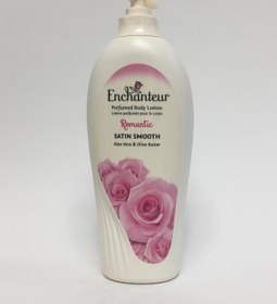 تصویر لوسیون معطر بدن انچانتر رومانتیک با آلوئه ورا و کره زیتون 500 میلی Enchanteur perfumed body lotion romantic satin smooth with aloe vera & olive butter 