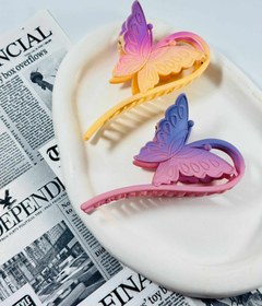 تصویر کلیپس پروانه ای دورنگ - صورتی سفید 