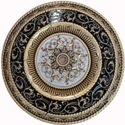 تصویر گل سقفی دور لوستری زیر لوستری پی وی سی تزیین سقف دایره 75 سانتی متری کد 388 سپاهان سقف - قهوه ایی / نقره ایی PVC Ceiling Rosette – Round 75 cm Model 388 (Sepahan Sagf)