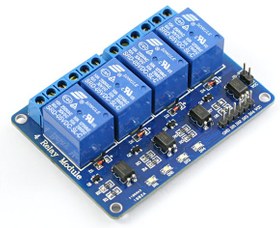 تصویر ماژول رله چهار کاناله 5 ولت با اپتوکوپلر و قابلیت تعیین سطح ولتاژ تحریک 5V two Channel Relay Module Relay Switch with OPTO Isolation High Low Level Trigger