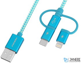 تصویر کابل شارژ سه سر سریع مومکس Momax OneLink DX1D 3in1 USB-A to Micro/Lightning/Type C 1m 