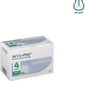 تصویر سر سوزن قلم انسولین اکوفاین سلوشن ۴ میلیمتر گیج ۳۲ Accu-fine insulin solution pen needle 4 mm gauge 32