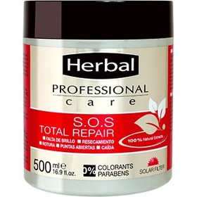 تصویر ماسک مو ترمیم کامل مو های آسیب دیده هربال حجم 500 میلی لیتر - Herbal S.O.S TOTAL REPAIR Hair Mask 500 ml 