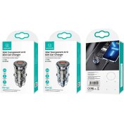 تصویر شارژر فندکی یوسمز CC164 USAMS US-CC164 C32 30W Transparent Dual Port Mini Car Charger