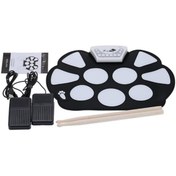 تصویر کیت درام پد رول آپ سیلیکونی تاشو با چوب قابل حمل برند generic 1 Set Roll Up Drum Pad Kit Silicon Foldable with Stick Portable Electronic USB Drum Record Function Audio Input Output Demo Acco