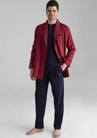 تصویر ست پیژامه قرمز مردانه کت و شلوار آستین کوتاه Polo Assn 12000 با لباس مجلسی 3 تیکه U.S. Polo Assn. 