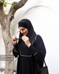 تصویر عبا زنانه مشکی حریر اسود مدل لیلا مزون نجما - مشکی / سایز ا Leila abaya Leila abaya