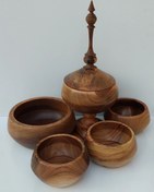 تصویر سرویس پذیرایی چوب گردو 6 تیکه دستساز قابل شستشو 6-piece handmade washable walnut wood catering service