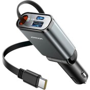 تصویر شارژر فندکی جوی‌روم مدل JR-CCL07 به همراه کابل جمع‌شونده (60وات) 