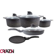 تصویر سرویس قابلمه عرشیا مدل CO360-2450 گرانیتی ۹ پارچه کره ای Arshia pot service model CO360-2450 granite 9 fabrics