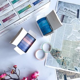 تصویر پک شش تایی چسب واشی - آبی 