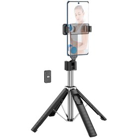 تصویر مونوپاد سه پایه‌دار و دارای ریموت‌کنترل هوکو hoco Tabletop holder K18 Wave for live broadcast 