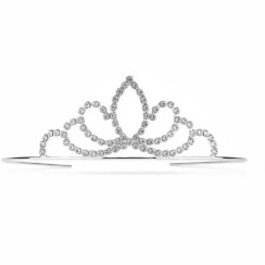 تصویر تاج نقره‌ای استیل باریک نگین‌دار براق 