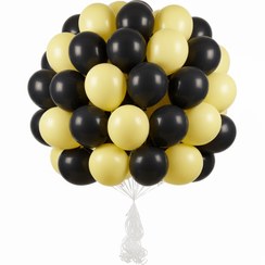 تصویر مجموعه بادکنک آرایی مشکی و زرد روشن 