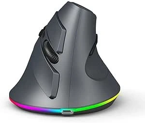 Ergonomic Mouse Wireless, ProtoArc EM11 Bluetooth Vertical Ergo Mouse,  Rechargeable, 2.4G RGB Optical Vertical Mice with 3 Adjustable DPI,  3-Device