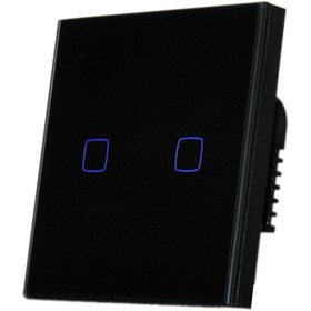 تصویر کلید لمسی دو پل شیشه مشکی - بکلایت قابل تنظیم 