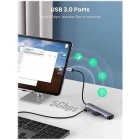 تصویر هاب 5 پورت USB-C یوگرین Ugreen CM417 20197 ا Ugreen USB-C Hub 5-port 4xUSB-3.0 + 1xHDMI CM417-20197 Ugreen USB-C Hub 5-port 4xUSB-3.0 + 1xHDMI CM417-20197