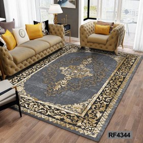 تصویر روفرشی کشدار مخمل طوسی طلایی کد 4344 - ۱۲متری 