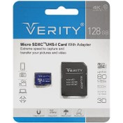 تصویر کارت حافظه microSDXC وریتی کلاس 10 استاندارد U3 سرعت 80MBps ظرفیت 128 گیگابایت Verity Class10 UHS-I U3 80MBps microSDXC With Adapter - 128GB