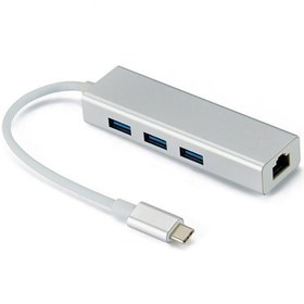 تصویر هاب 4 پورت Type-C مدل 100/1000 4Ports Type-C HUB 1000mbps