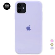 تصویر قاب سیلیکونی اصلی آیفون iPhone 11 ، کاور اورجینال داخل الیاف مایکروفایبر ضد خش ، رنگ یاسی 