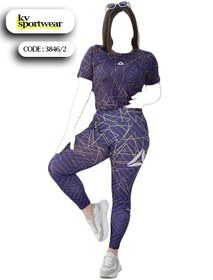 تصویر ست کراپ لگ سایز بزرگ ورزشی زنانه Reebok کد 001 Reebok womens big size sports crop leg set code 001