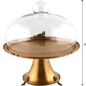 تصویر کیک خوری پایه دار و دربدار برنجی گلدکیش طرح هون 