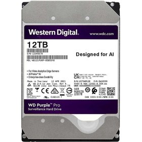 تصویر هارد اینترنال وسترن دیجیتال Purple Pro مدل Western Digital CMR ظرفیت 12 ترابایت Western Digital Purple Pro CMR 12TB 256MB Cache SATA III Internal HDD