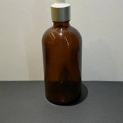 تصویر شیشه قهوه‌ای 50 میل همراه با قطره چکان سفید کروم 