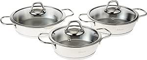 Hisar 6 Piece Teos Egg Pans Cookware Set, Stainless Steel Pan Set